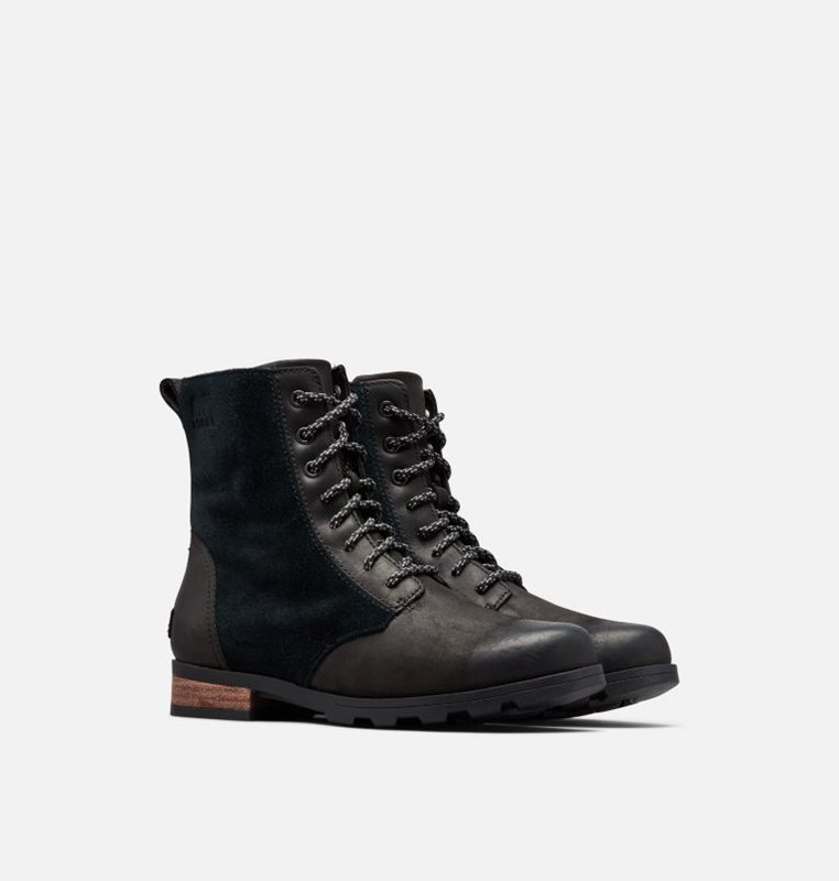 Sorel Dam Gummistövlar Svarta - Emelie™ Short Lace Låga - GJK-736029